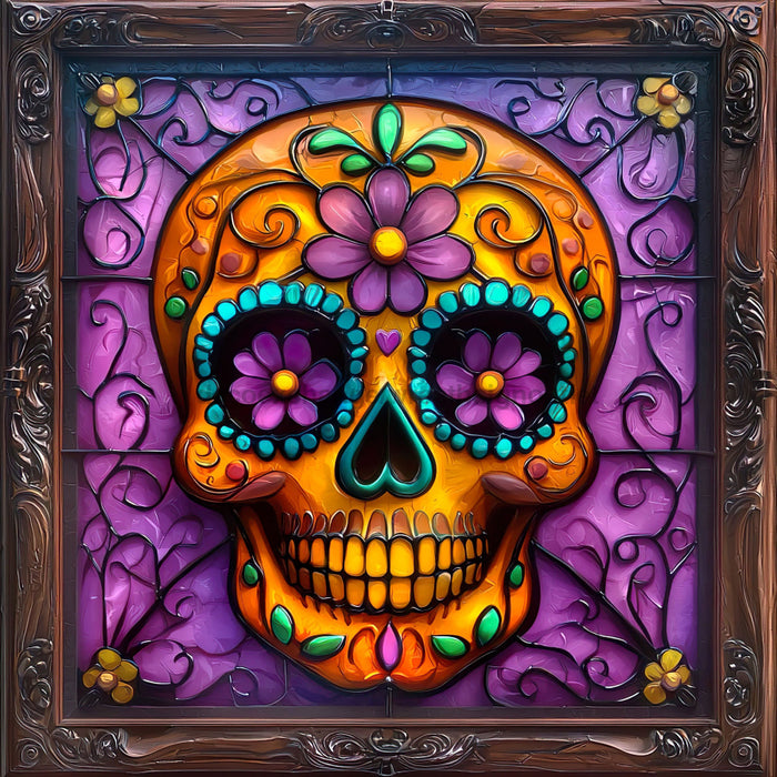 Halloween Skull Sign, DCO-102395, Sign For Wreath, 10x10in Metal Sign