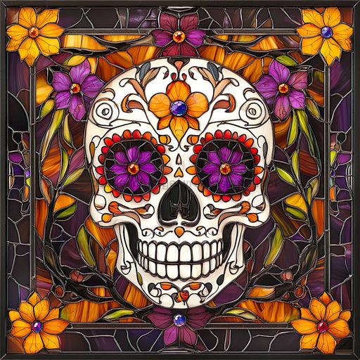 Halloween Skull Sign, DCO-102403, Sign For Wreath, 10x10in Metal Sign