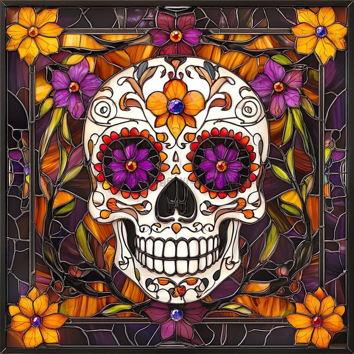 Halloween Skull Sign, DCO-102403, Sign For Wreath, 10x10in Metal Sign