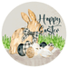 Happy Easter Sign, Black and White Easter, VINYL-DECOE-4045, 10" Vinyl Decal Round