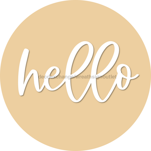 Hello Door Hanger 4 Holes Door Hanger DCO-W-00050-DH 22 in Round Wood 22’’ Door Hanger