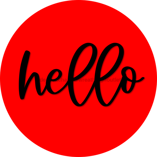 Hello Door Hanger 4 Holes Door Hanger DCO-W-00065-DH 22 in Round Wood 22’’ Door Hanger