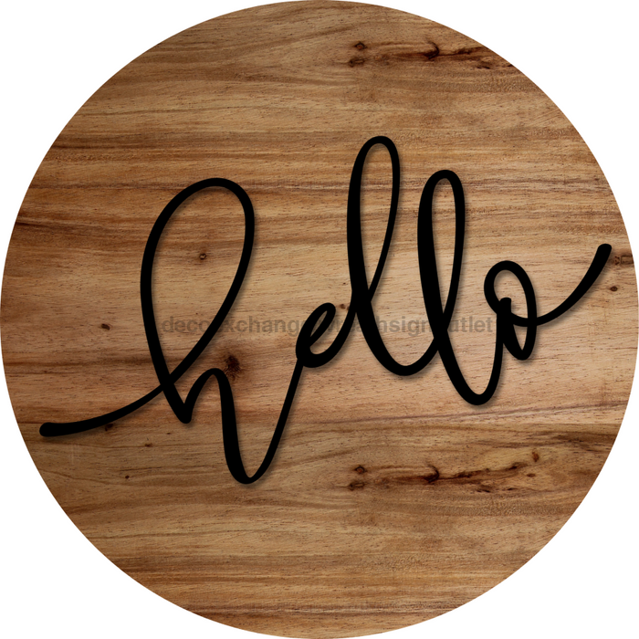 Hello Door Hanger 4 Holes Door Hanger DCO-W-00080-DH 22 in Round Wood 22’’ Door Hanger