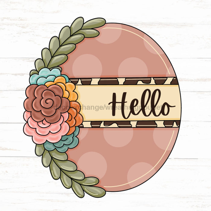 Hello Sign Oval Floral Wood Sign Pcd-W-094 22 Door Hanger