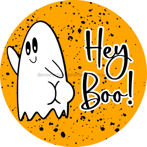 Hey Boo Halloween Door Hanger Dco-01633-Dh 18’ Round Wood