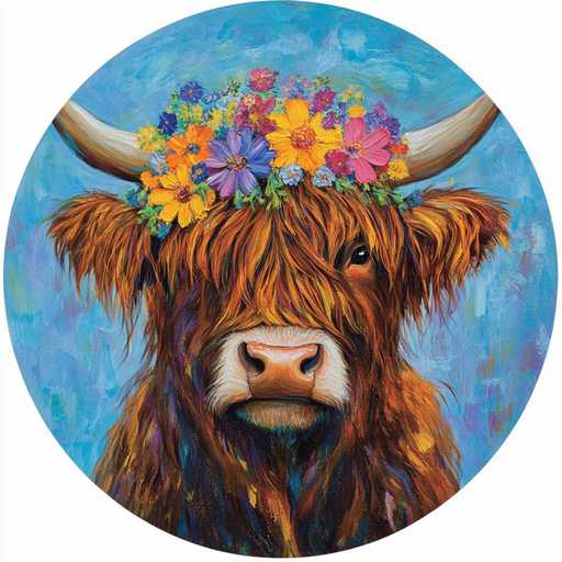 Highland Cow Sign, DCO-13237, Sign For Wreath, 10x10" Metal Sign