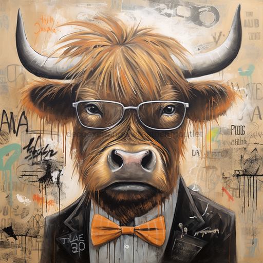 Highland Cow With Glasses Sign Funny Animal Wall Art Dco-01172 For Wreath 10X10 Metal