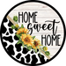 Home Sweet Home Cow Sunflower Sign, DECOE-5290-D, Sign For Wreath, 10" Wood Sign