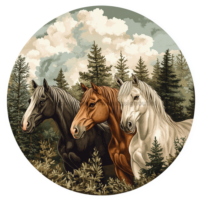 Horses Wall Art, MB-00057, Sign For Wreath, 10" Metal Sign