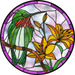 Hummingbird Floral Sign Stained Glass Decoe-4051-A Wreath 12 Metal Round