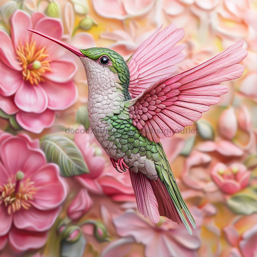 Hummingbird Sign, DCO-13191, Sign For Wreath, 10x10" Metal Sign