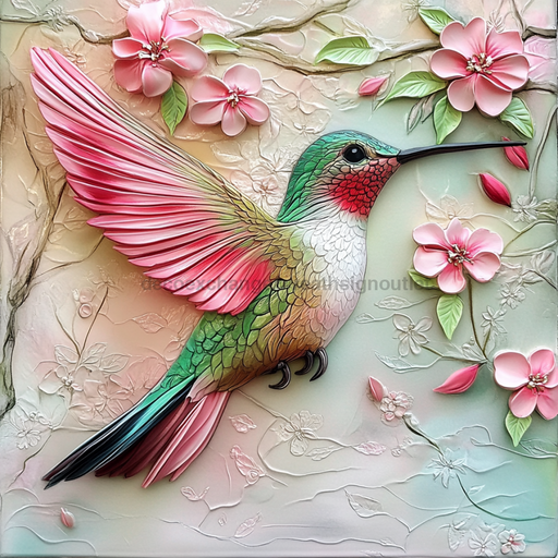 Hummingbird Sign, DCO-13196, Sign For Wreath, 10x10" Metal Sign