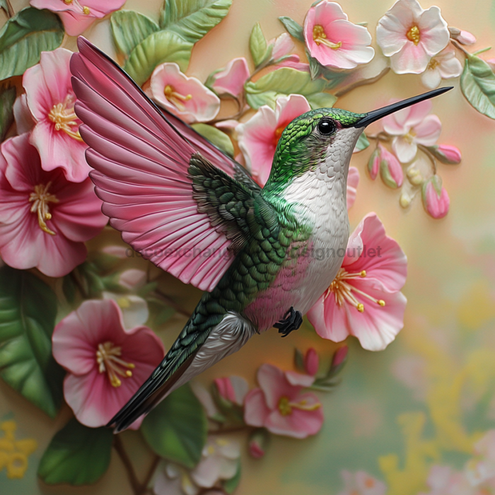 Hummingbird Sign, DCO-13204, Sign For Wreath, 10x10" Metal Sign