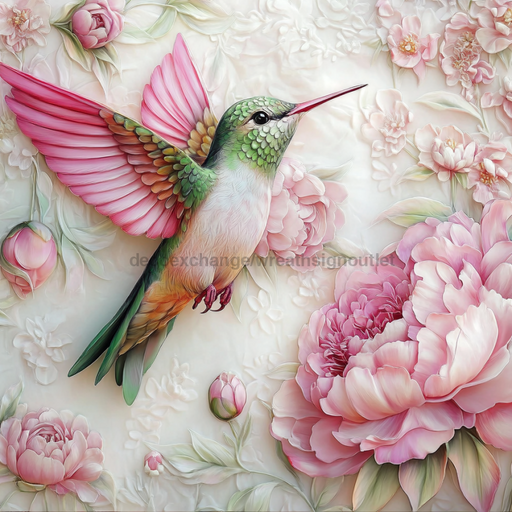 Hummingbird Sign, DCO-13206, Sign For Wreath, 10x10" Metal Sign