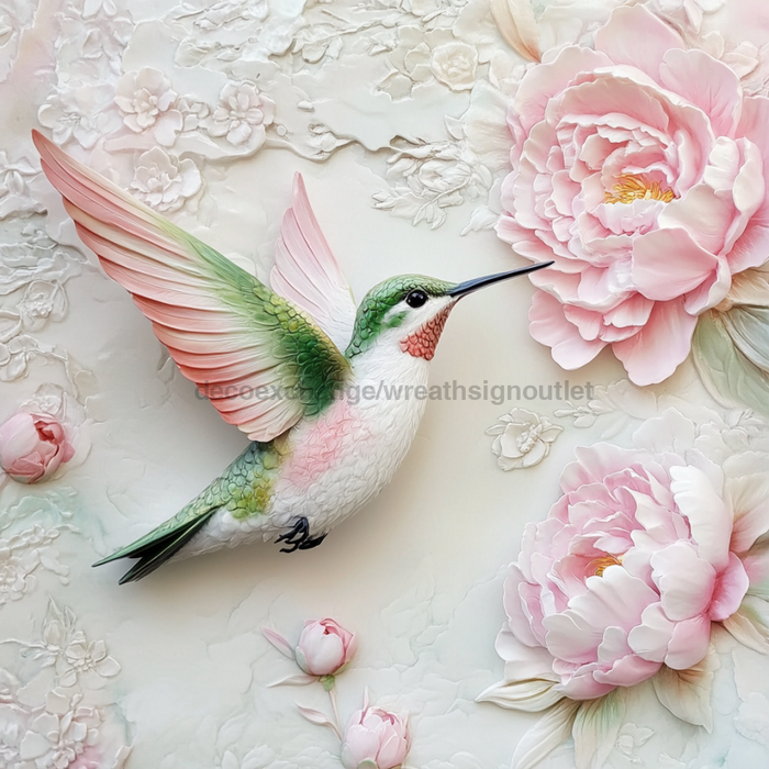Hummingbird Sign, DCO-13210, Sign For Wreath, 10x10" Metal Sign