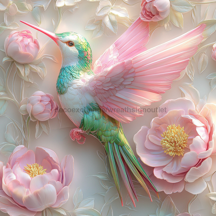 Hummingbird Sign, DCO-13217, Sign For Wreath, 10x10" Metal Sign