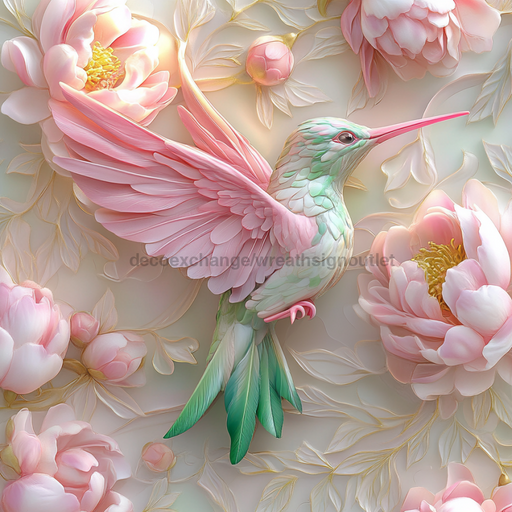 Hummingbird Sign, DCO-13218, Sign For Wreath, 10x10" Metal Sign