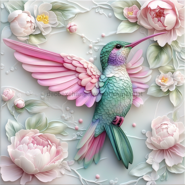 Hummingbird Sign, DCO-13220, Sign For Wreath, 10x10" Metal Sign