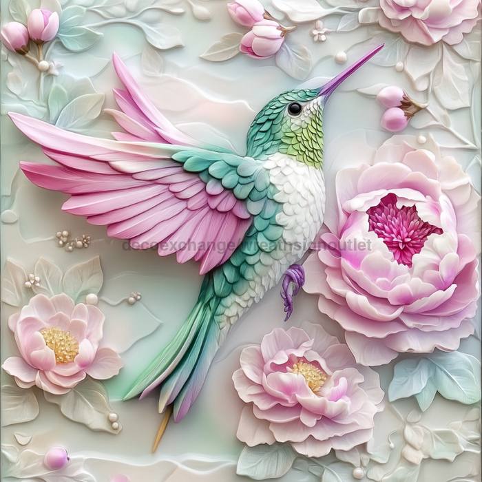 Hummingbird Sign, DCO-13221, Sign For Wreath, 10x10" Metal Sign