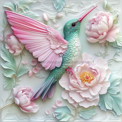 Hummingbird Sign, DCO-13222, Sign For Wreath, 10x10" Metal Sign