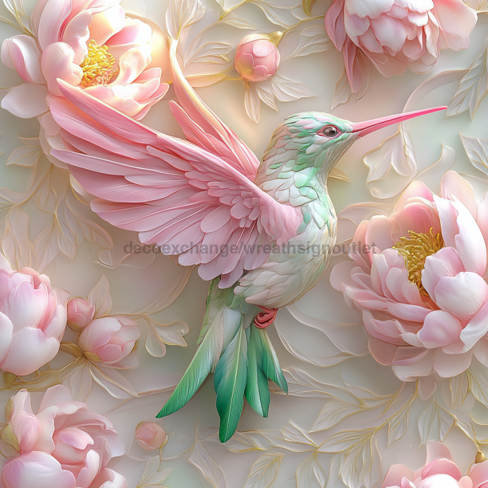 Hummingbird Sign, DCO-13224, Sign For Wreath, 10x10" Metal Sign