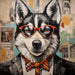 Husky Dog With Glasses Sign Funny Animal Wall Art Dco - 01342 For Wreath 10X10’ Metal