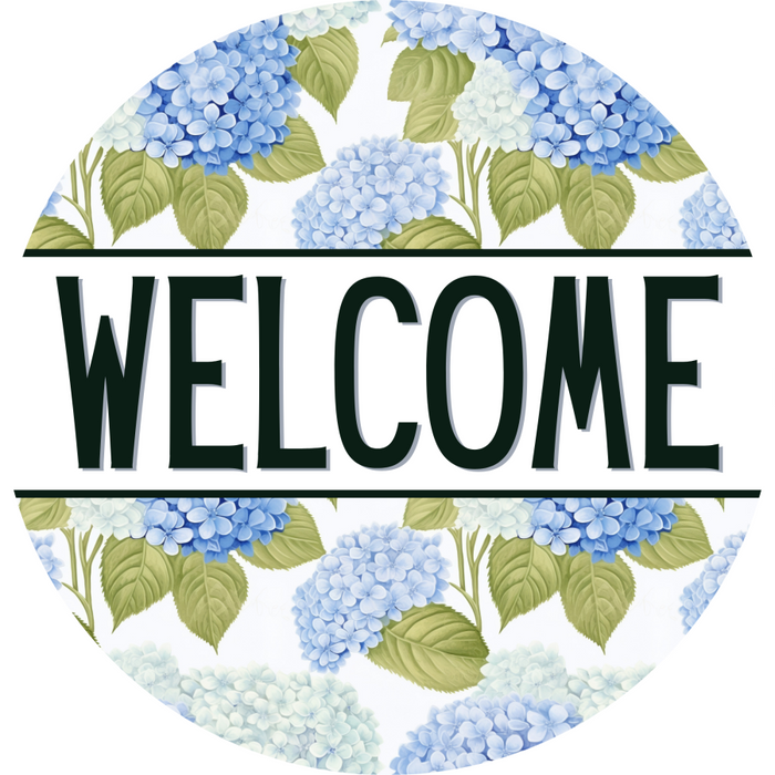 Hydrangea Door Hanger Welcome Dco - 01400 - Dh 18’ Round Wood