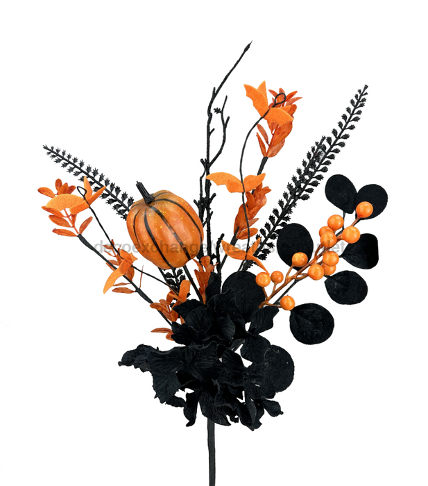 Hydrangea Pumpkin Pick 17’’ 57233ORBK Pick