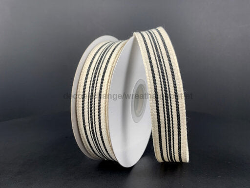 Ivory/Black Woven French Stripes 7/8’X10Y 67201-05-21 Ribbon