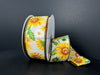 Ivory Linen/Sunflowers N Daisies 1.5’’X10Y 41536-09-38 Ribbon