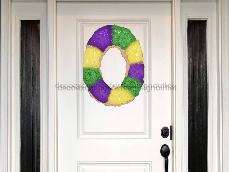 King Cake Mardi Gras Sign Louisiana Wood Sign Door Hanger Decoe-W-404 22