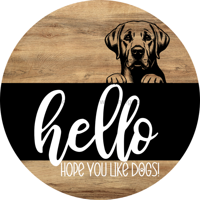 Dog Door Hanger, Hello Brought Treats Door Hanger, DCO-01975-DH, 18" Round Wood