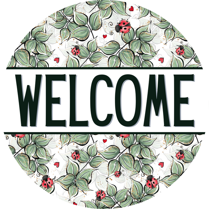 Lady Bug Door Hanger Welcome Dco - 01390 - Dh 18’ Round Wood
