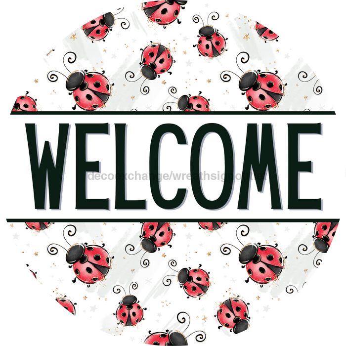 Lady Bug Door Hanger Welcome Dco - 01392 - Dh 18’ Round Wood