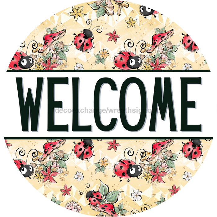 Lady Bug Door Hanger Welcome Dco - 01394 - Dh 18’ Round Wood