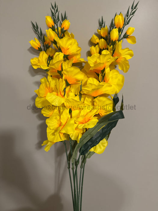 Large Gladiola Bush – 6 Stems Yellow 46562 Greenery