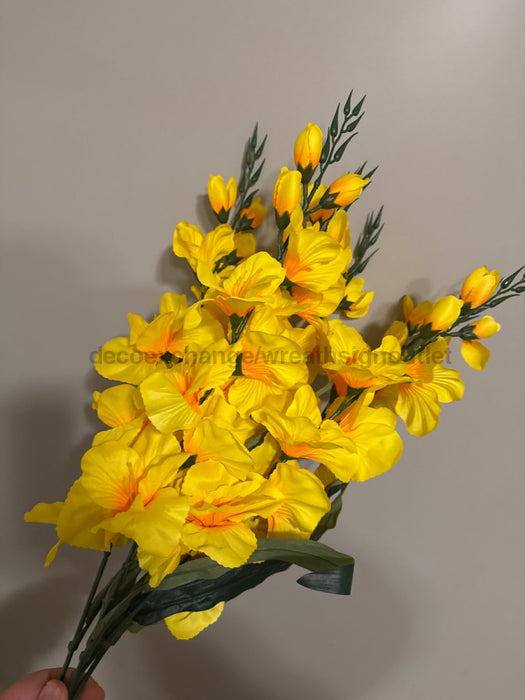 Large Gladiola Bush – 6 Stems Yellow 46562 Greenery