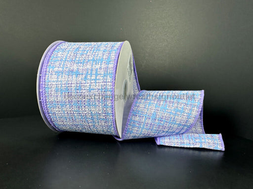 Lav-Wht-Blue Embellished Tweed 2.5’’X10Y 41522-40-30 Ribbon