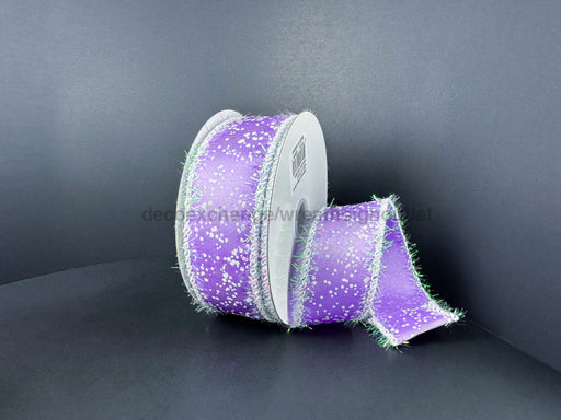 Lav Ribd Stn/Wht-Irid Splatter/Irid Tinsl Edg 1.5’’X10Y 72521-09-30 Ribbon