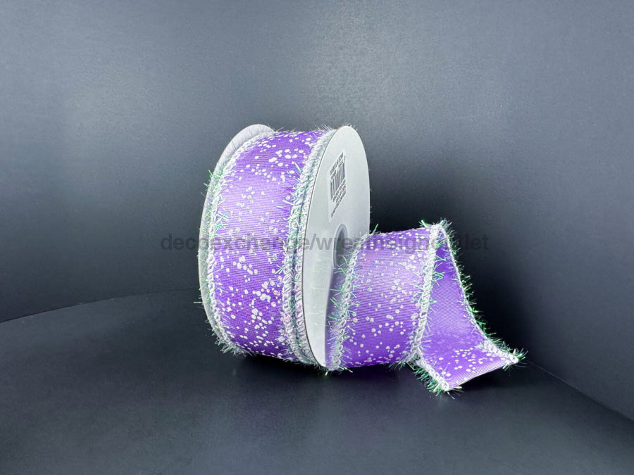 Lav Ribd Stn/Wht-Irid Splatter/Irid Tinsl Edg 1.5’’X10Y 72521-09-30 Ribbon