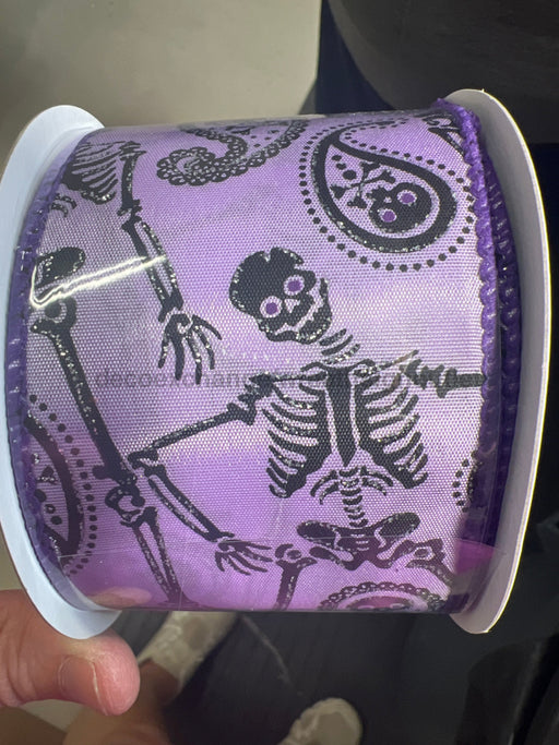 Lav Stn/Blk Skull Paisley 2.5’’X10Y 51513-40-30 Ribbon