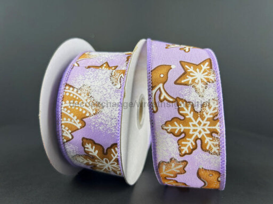 Lavender Satin Ribbon With Gingerbread Deer 1.5’X10Y 78487-09-30