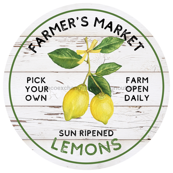 Lemon Sign, Farmers Market Sign, DECOE-4063, 10" Metal Round