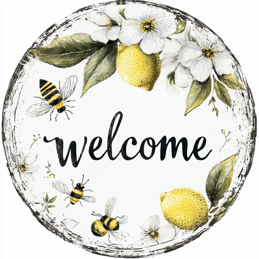 Lemon Sign, Welcome Sign, DCO-13029, Sign For Wreath, 10" Metal Sign
