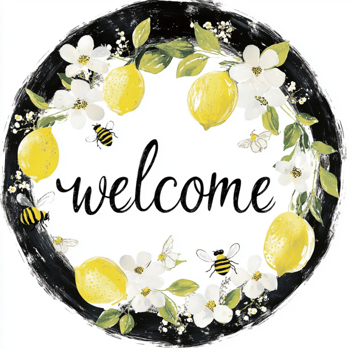 Lemon Sign, Welcome Sign, DCO-13045, Sign For Wreath, 10" Metal Sign
