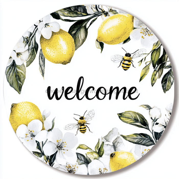 Lemon Sign, Welcome Sign, DCO-13047, Sign For Wreath, 10" Metal Sign