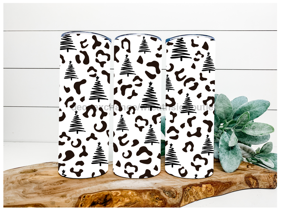 Leopard Christmas Trees 20 oz Skinny Tumbler DECOETUMBLER-081 - DecoExchange