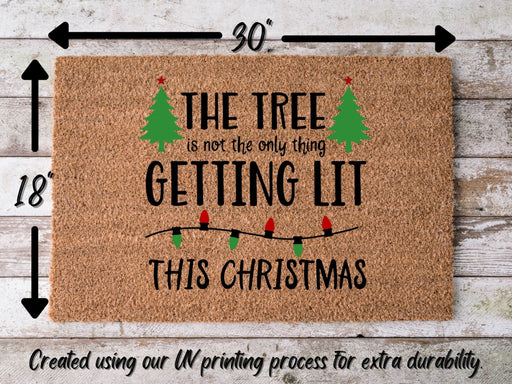 Let's Get Lit Funny Christmas Door Mat | Funny Christmas Doormat | Christmas Holiday Gift | Welcome Mat | Doormat | Winter Decor