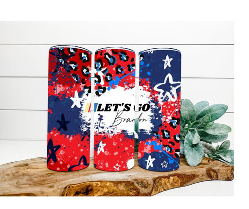 Let's Go Brandon Tumbler, Red and Blue Leopard Tumbler 20 oz Skinny Tumbler DECOETUMBLER-249 - DecoExchange®