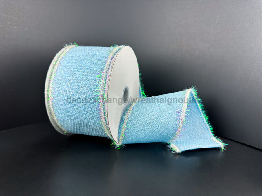 Lt Bl Lin-Glt Net/Wht Tinsl Edg 2.5’’X10Y 72525-40-04 Ribbon